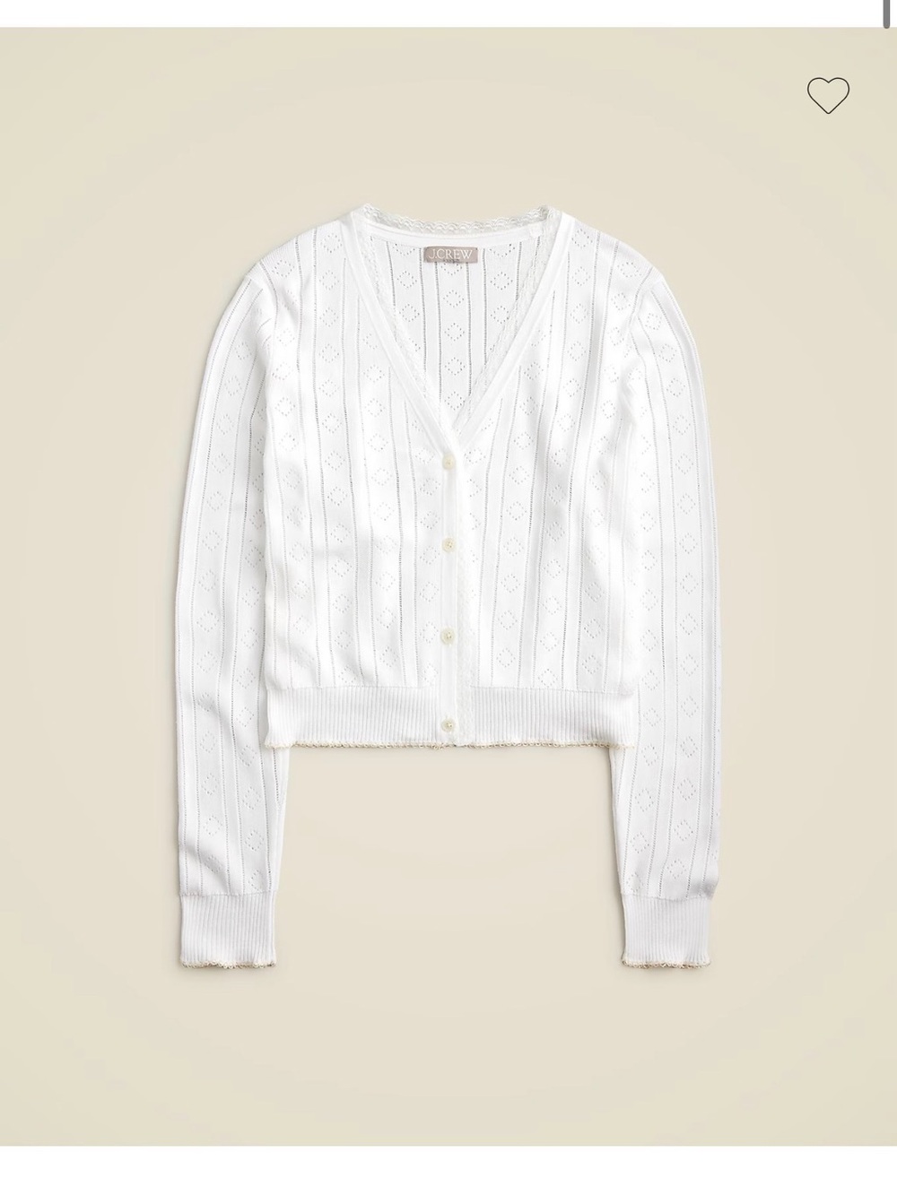 J. Crew Pointelle V-neck cardigan in premium ultrafine cotton